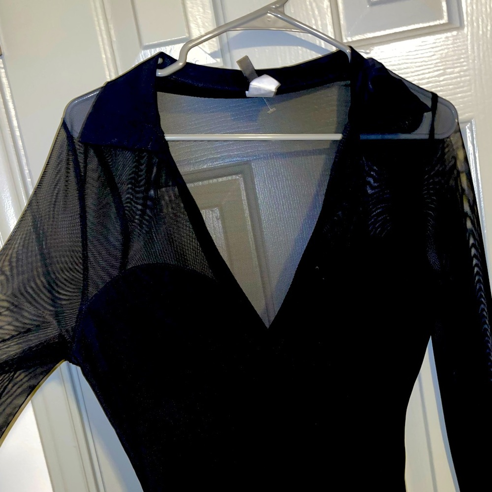 Black mesh collar dress large